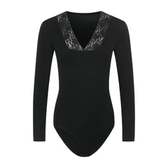 Evoni черно боди с фина дантела S